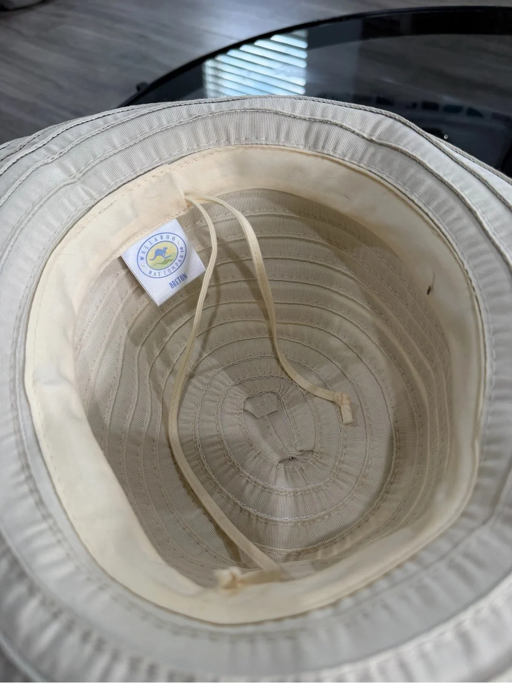 Wallaroo Cream & Brown Striped Packable Sun Hat